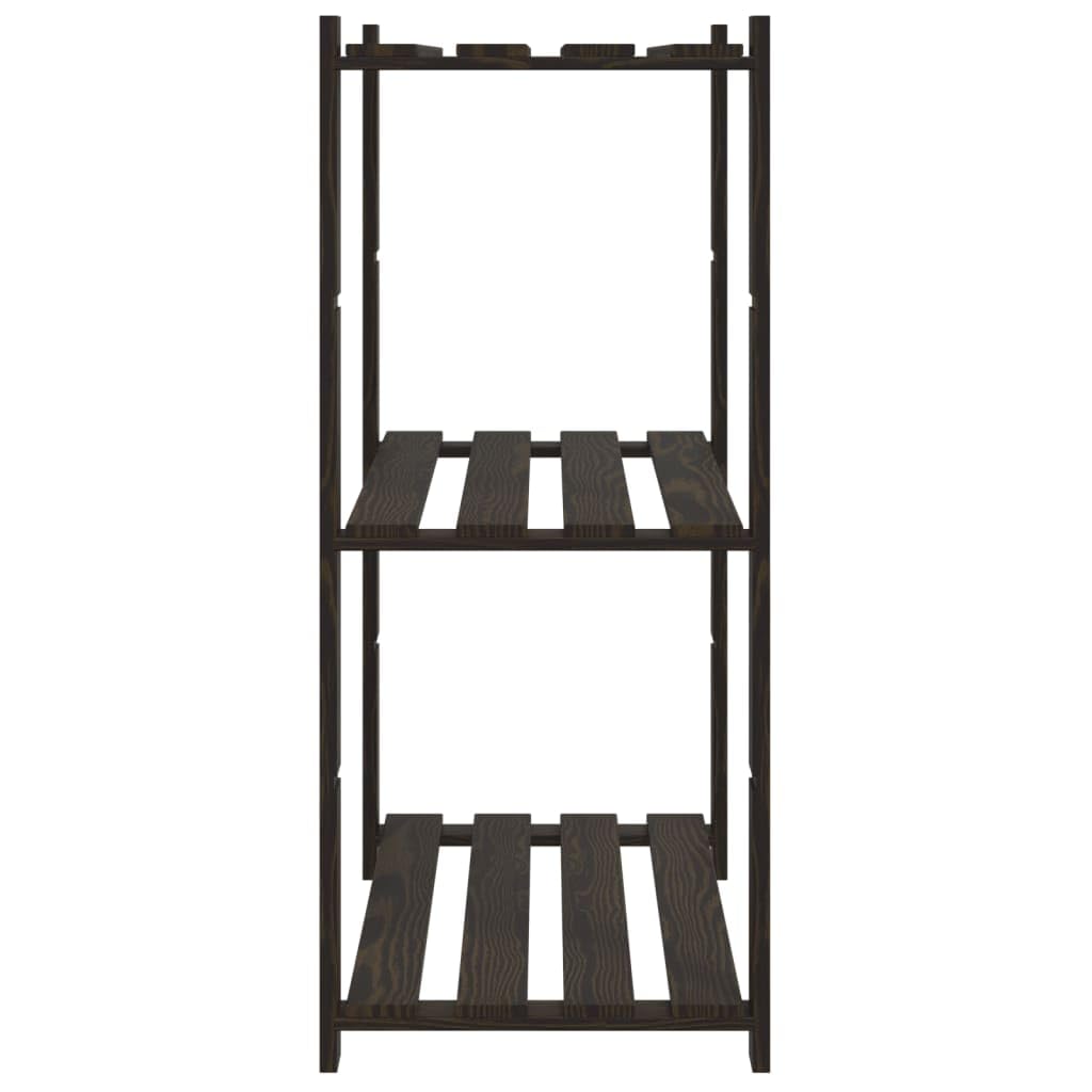 Estantería de 3 Niveles Madera Maciza de Pino Negro 80x38x90 cm, Estanterias Almacenaje, Estanterias Trastero, Estanterias para Garaje, Estantes para Herramientas, Estanteria Almacen - 373408