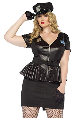 Leg Avenue Women's Plus Size 3 Piece Traffic Stop Cop, black, 3X/4X