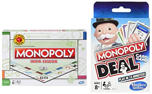 Image of Monopoly India Edition Game, Board Game & Puzzles for Families and Friends, Toys for Kids, Boys and Girls Ages 8 and Upy&MONOPOLY Deal Card Game English (New), Ages 8 and Up