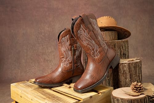 Image of Jousen Cowboy Boots for Men Embroidery Men's Western Boots Retro Square Toe Mens Boot Botas Vaqueras Para Hombre