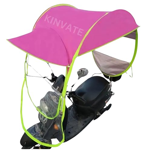 Image of KINVATE Motorcycle Canopy for Universal Motorbikes and Scooters, Bike Umbrella Stand,Universal Fit, Foldable, Bike Umbrella,Protection from UV and Rain,Including It's Fitting Parts (Pink Colour)