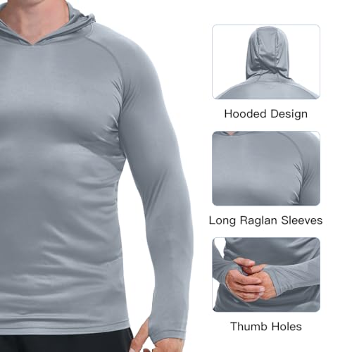 GKVK Men's Rash Guard Hoodie Shirts SPF UPF 50+ UV Sun Protection Long Sleeve Swim Shirt Lightweight Quick Dry Athletic3