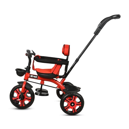 Image of Tricycle 1 Years to 5 Years with Removable Safety Guard and Parental Control Back Side Push Handle with Rubber Tyre for Kid's CR07 (RED 3)