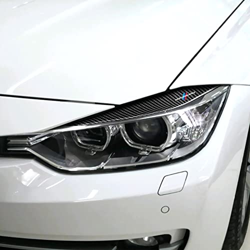 Car Headlight Eyebrow Cover Car Eyelids Sticker Decal Carbon Fiber Trim Decoration Fits For Bmw Car Accessories - Only For F30 (Black) #TOP6