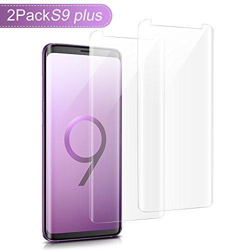 Galaxy S9 Plus Protection d'écran, Surwell [Lot de 2] Samsung Galaxy S9 Plus en verre trempé film protecteur d'écran 3d Curved une couverture complète Coque Friendly