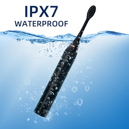 Y-Kelin Wiederaufladbare Sonic-Elektrozahnbürste mit 6 Dupont-Bürstenköpfen, 2-Minuten-Timer, 5 Putzmodi inklusive Aufhellungsfunktion (Schwarz) – Bild 8