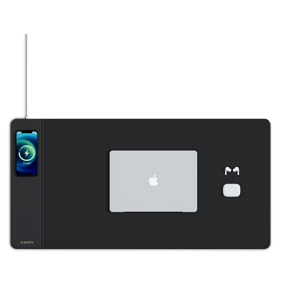 ScartersDeskspread Pro - Wireless Charging | PU Leather Desk Mat | Laptop Desk Mat | Office Desk Mat | Document Storage for Desk