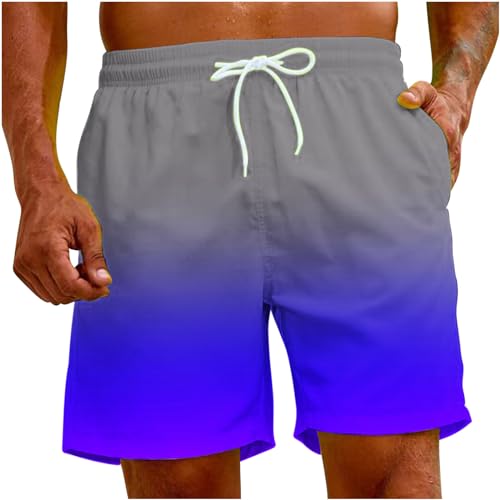 Casual Shorts for Men Gradient Summer Beach Elastic Waisted Quick Dry Swimming Running Drawstring Shorts4