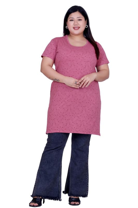 Women's Plus Size Cotton Top Half-Sleeve All Over Printed with Pocket-picture-17