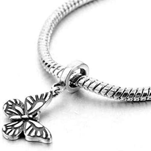 925 Sterling Silver Charm Bead For Pandora & Similar Charm Bracelets or Necklaces (Spring Summer Monarch Butterfly)2