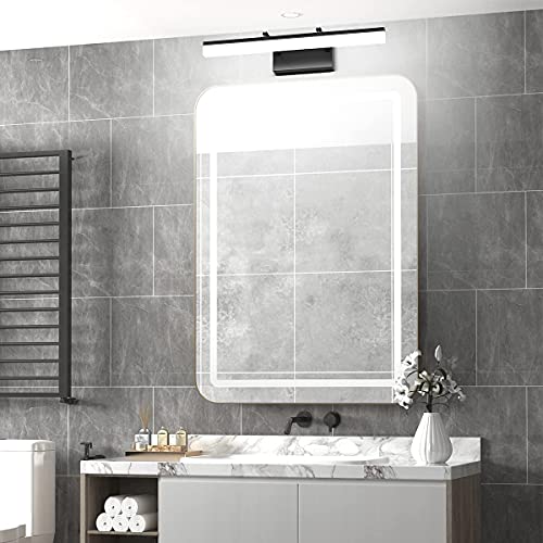 Image of Aipsun 19.7 inch Modern Black Vanity Light Adjustable LED Bathroom Light Fixture Over Mirror Rotatable Vanity Lighting 5500K
