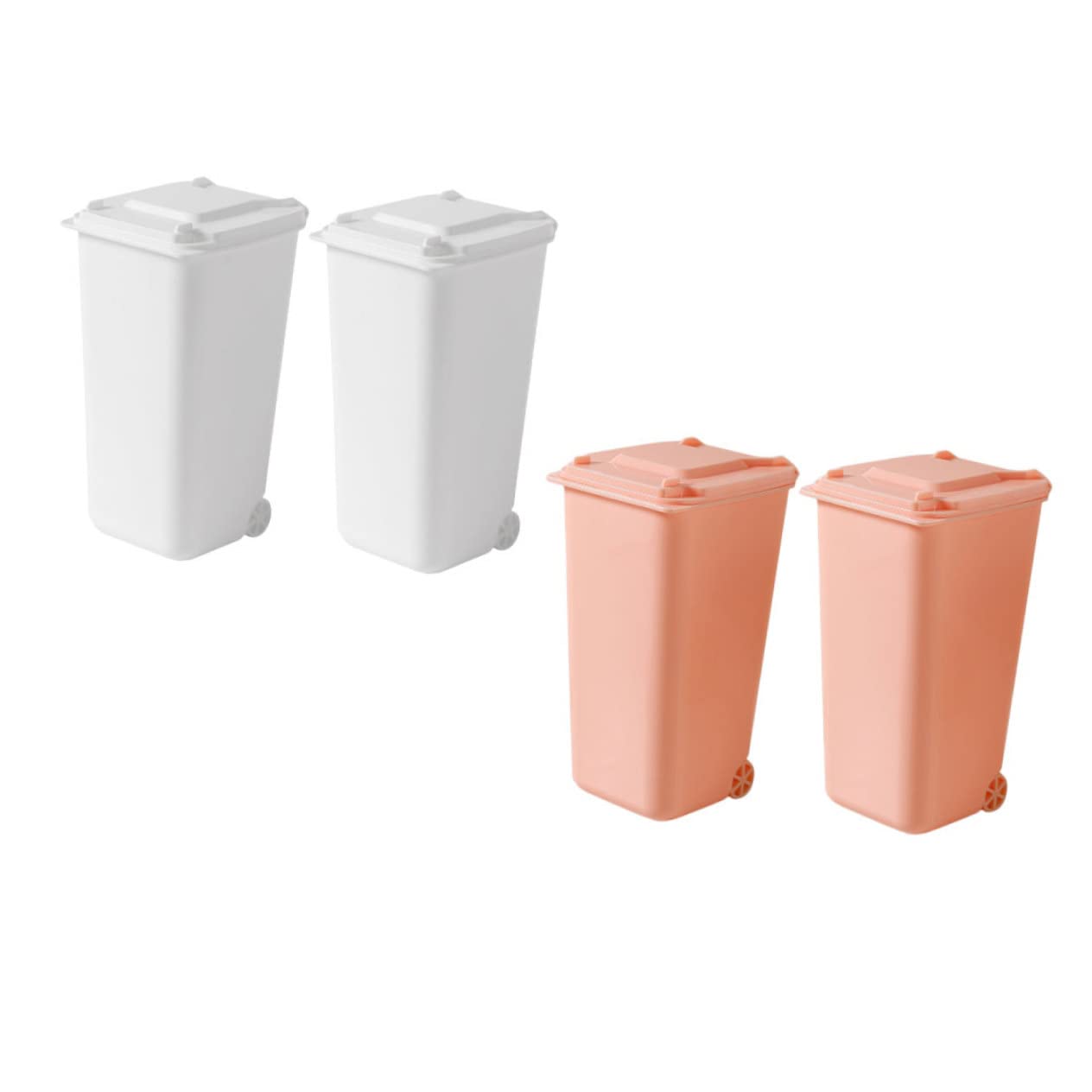 BUGUUYO Small Trash Can Mini Recycling Bin Lid Desk Organizer with Pen Holder 4 Pack