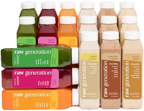 Raw Generation 3-Day Protein Juice and Smoothie Cleanse, 18-Bottle Pack