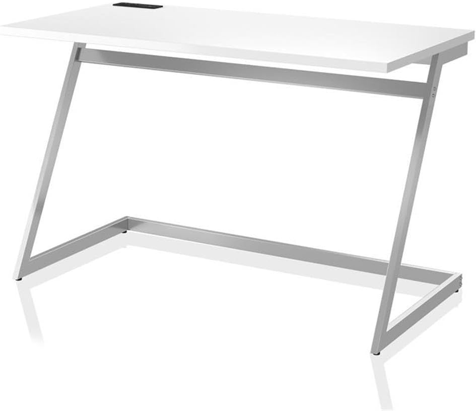 Furniture of America 2-Piece Home Office White Metal Desk and Chair Set