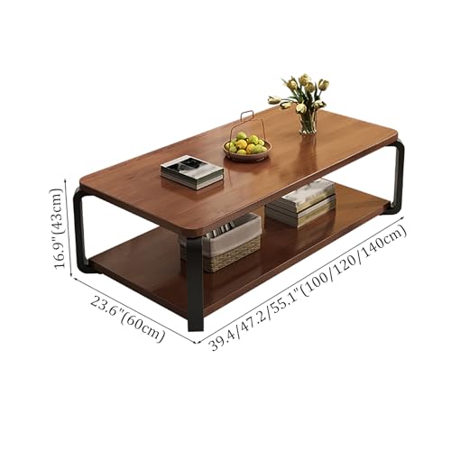 Table basse bois massif avec pieds réglables et grand rangement pour salon