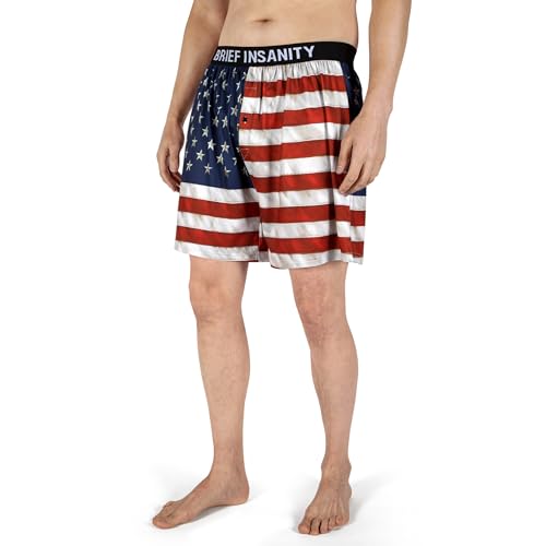 BRIEF INSANITY Patriotic Boxer Briefs for Men and Women | American Flag Print Boxer Shorts - USA Underwear3
