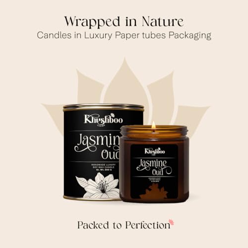 Image of Premium Scented Soy Wax Candle | Luxury Aromatherapy Candle for Home Decor & Relaxation | 200g, 25+ Hours Burn Time, Non-Toxic, Smoke-Free |Stress Relief & Wellness Gift (Jasmine Oud)