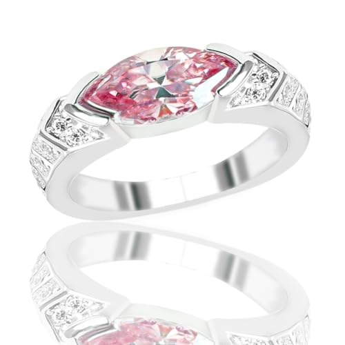CFWSHJ Anillos adelgazantes de cuarzo de magterapia, anillos magnéticos de moissanita, anillos de cristal de cuarzo ajustables, anillos de dedo con incrustaciones de circonita cúbica de corte marquesa