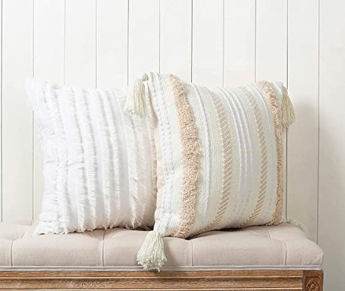 Lot de 2 housses de coussin décoratives Boho carrées Cover