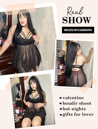 Avidlove Babydoll Lingerie for Women Strappy Nightdress Sexy Nightgowns Bridal Chemise Plus Size Lace Langeray L-4XL3