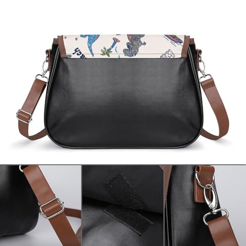 Crab Print Women's Crossbody Bag Detachable Wide Strap Shoulder Bag with Pockets Daily Work Bag3