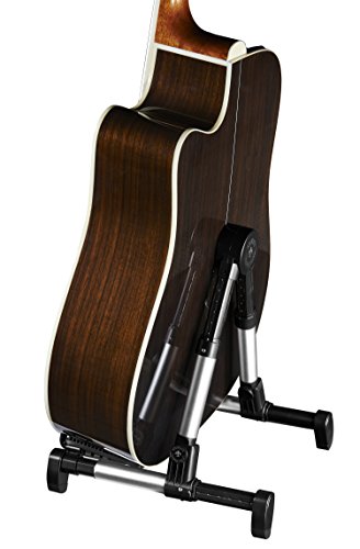 Guitar Stand for Acoustic/Electric/Classical Guitars and Violin, Ukulele, Bass, Banjo, Mandolin -Folding, Portable & Lightweight- Fits Gibson/Fender/Taylor/Yamaha (Metallic Silver)