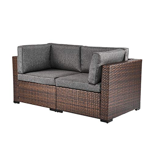 Kinsunny PE Wicker Patio Loveseats Sectional Corner Sofa Rattan Outdoor Furniture Sofa Set