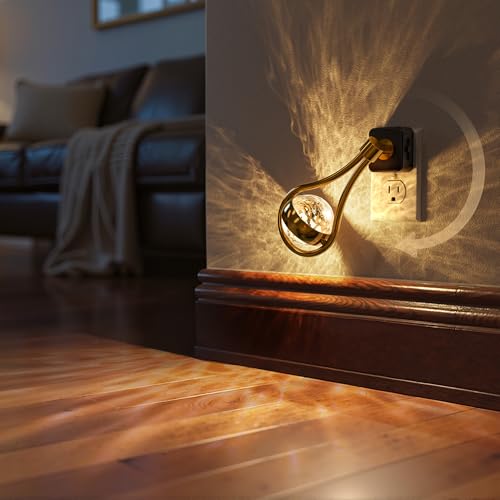 Image of Briignite LED Night Lights Plug into Wall, 330 Rotating Night Light with Dusk to Dawn Sensor, 0-100LM Dimmable Nightlight Adjustable Brightness, 3000K Warm White for Hallway, Bedroom, Stairway, 2pack