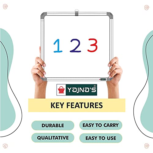 Image of YAJNAS 1x1 Feet Non-Magnetic Heavy-Duty Aluminum Frame White Board with Chalk Board Small Slate (Pack of 1)