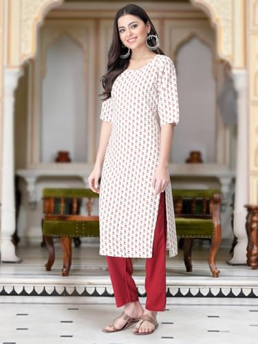 Image of Tee Projekt Versatile Crepe Kurti & Pant Set for Women Printed Kurta Set