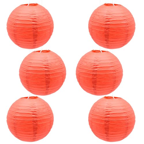 CEEYSEE 6 Pcs Paper Lanterns 12-Inch Red Chinese Japanese Round Hanging Decoration Paper Lanterns for Halloween Wedding Birthday Paper Lanterns Party Decorations (Red/DHOS)