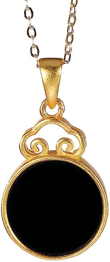 Collier pour femmes S925 et jade noir au style ancien artisanal