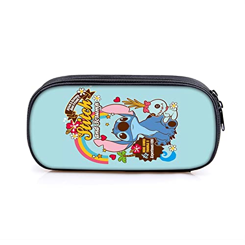 Trousse de Papeterie Lilo et Stitch, ZHULIA - Boîte à Crayons Ovale pour garçons et Filles avec Motif Point de Croix pour Cadeaux pour Adolescents Organisateur de Sac cosmétique Portable Polyvalent Cover