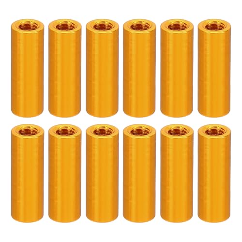 PATIKIL M3アルミスペーサー 12個のメタルスペーサーアルミニウム3 mm ID x 5mm OD x 15mm L スレッドスペーサースクリュースタンドオフラウンド RCカー ドローン マザーボード用 金 <