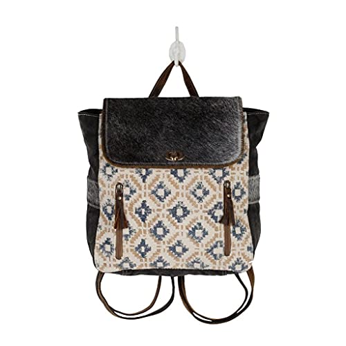 Myra Bag Compulsory Backpack Bag Upcycled Canvas, Rug, Leather & Cowhide S-26013