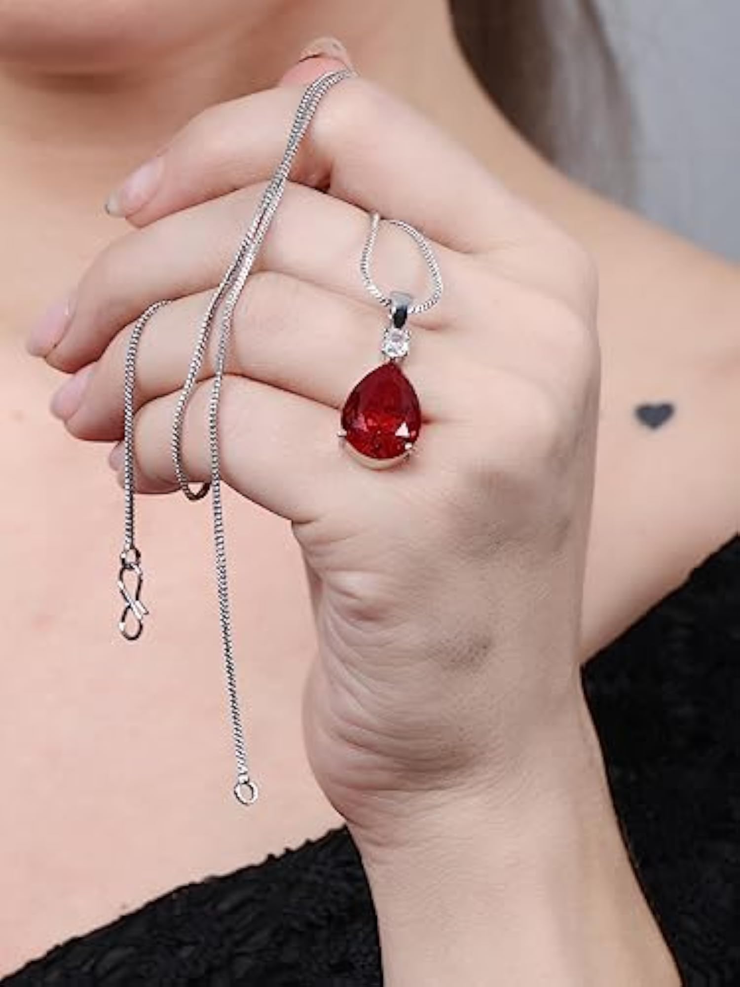 Foxy Trend Designer Red Stone Crystal Pendant Necklace for Women