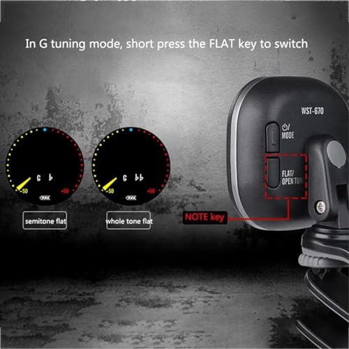 Tiardey Guitar Tuner Clip-on and Rechargeable Digital Tuner with LED Color Display for Guitar Bass, Violin, Ukulele - Black - Image 4