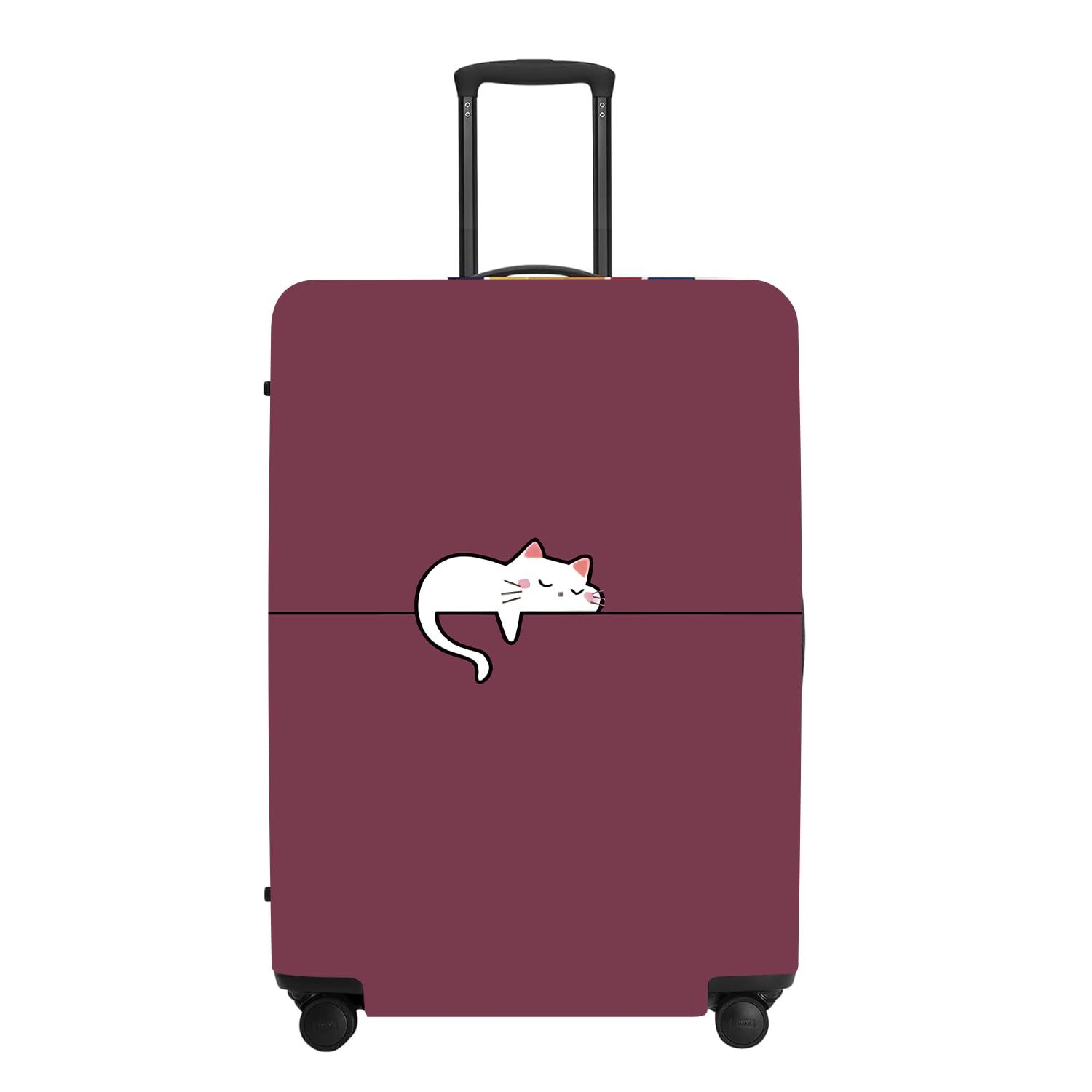 Cute Kitty Pattern Luggage Cover, Washable Suitcase Protector Simple Tiny Cat Design Anti-scratch for 32",34"Bag