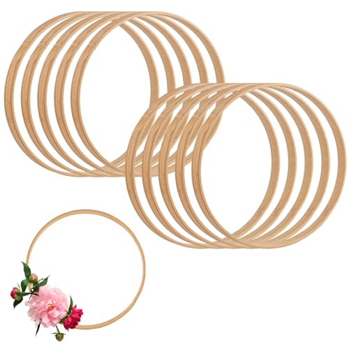 ANNASAMDO 10 St&uuml;ck 20 cm Holzringe f&uuml;r Basteln, Traumf&auml;nger, Bambus Blumenkranz, Makramee DIY, Hochzeitsdekor, Wandbehang, T&uuml;rkranz