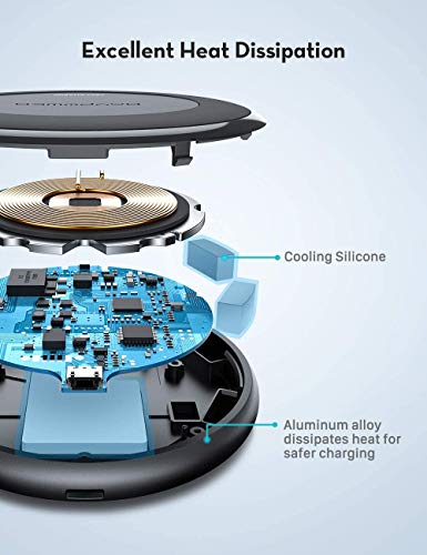 image for RAVPower Fast Wireless Charger 10W Max with QC 3.0 Adapter, Compatible