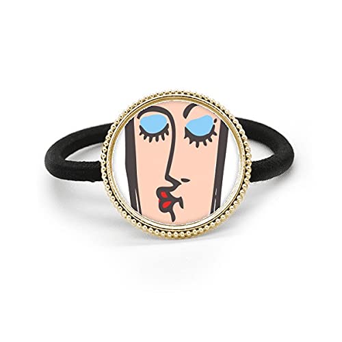 Élastique à cheveux en métal argenté et élastique noir résistant motif smiley
