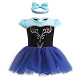 [Dressy Daisy] 赤ちゃん 女の子 アナ ロンパース ベビー コスチューム 仮装 プリンセス 雪の女王 ドレス ハロウィン 衣装 ヘアバンド 付き サイズ 3～6ヶ月 60