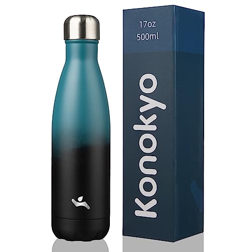 Image of Konokyo Insulated Water Bottles,17 oz Double Wall Stainless Steel Vacumm Metal Flask for Sports Travel,Indigo Black