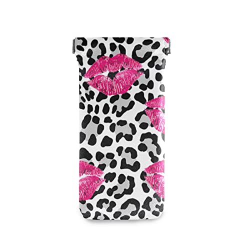 Pnyoin Soft Eyeglass Cases For Women Squeeze Top Leather Pouch Stylish Sunglass Pouch Reading Glasses Bag Decorative Abstract Modern Leopard #TOP1