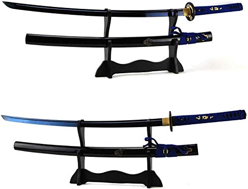 Support d'épée de samouraï Katana noir en bois densifié