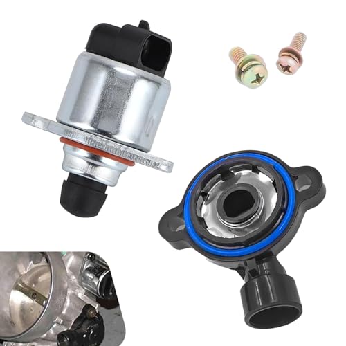 Cuymoap 2 PCS Car Throttle Position Sensor and Idle Air Control Valve, Plug and Play Control Valve Retrofit Assembly, OEM# 17113625 17113598, Compatible with Chevy Buick (Silver & Black)