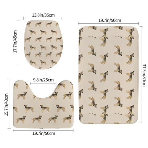 Tapis de bain lavables et absorbants 3 pièces motif Border Terrier Tan - 3