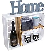 Flaches Gewürzregal geflammt / weiss / Natur Regalkiste Obstkiste Ablagekiste 50x40x16cm Obstkise...