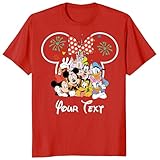 Custom Family Matching Vacation Mickey & Minnie T-Shirts Personalized Funny Mouse Squad Shirts Customizable Holiday Outfit Red Large