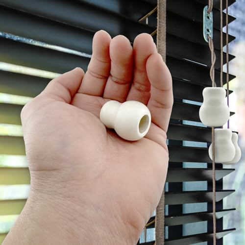 image for Amazing Drapery Hardware 12 White Wood Cord Tassels in Jar Shape for W